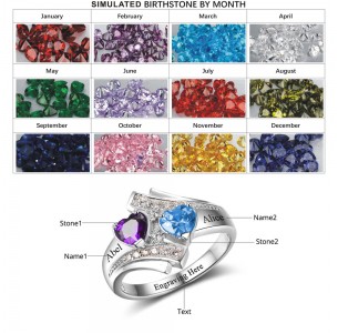 Birthstone ring, Sterling Silver Personalized Engravable Ring JEWJORI102500